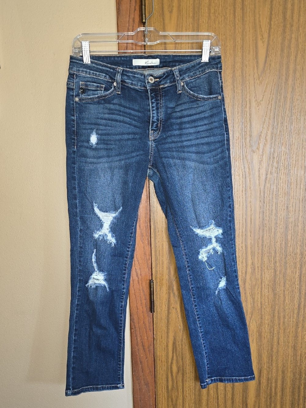 KanCan Dark Blue Distressed Straight Leg Jeans